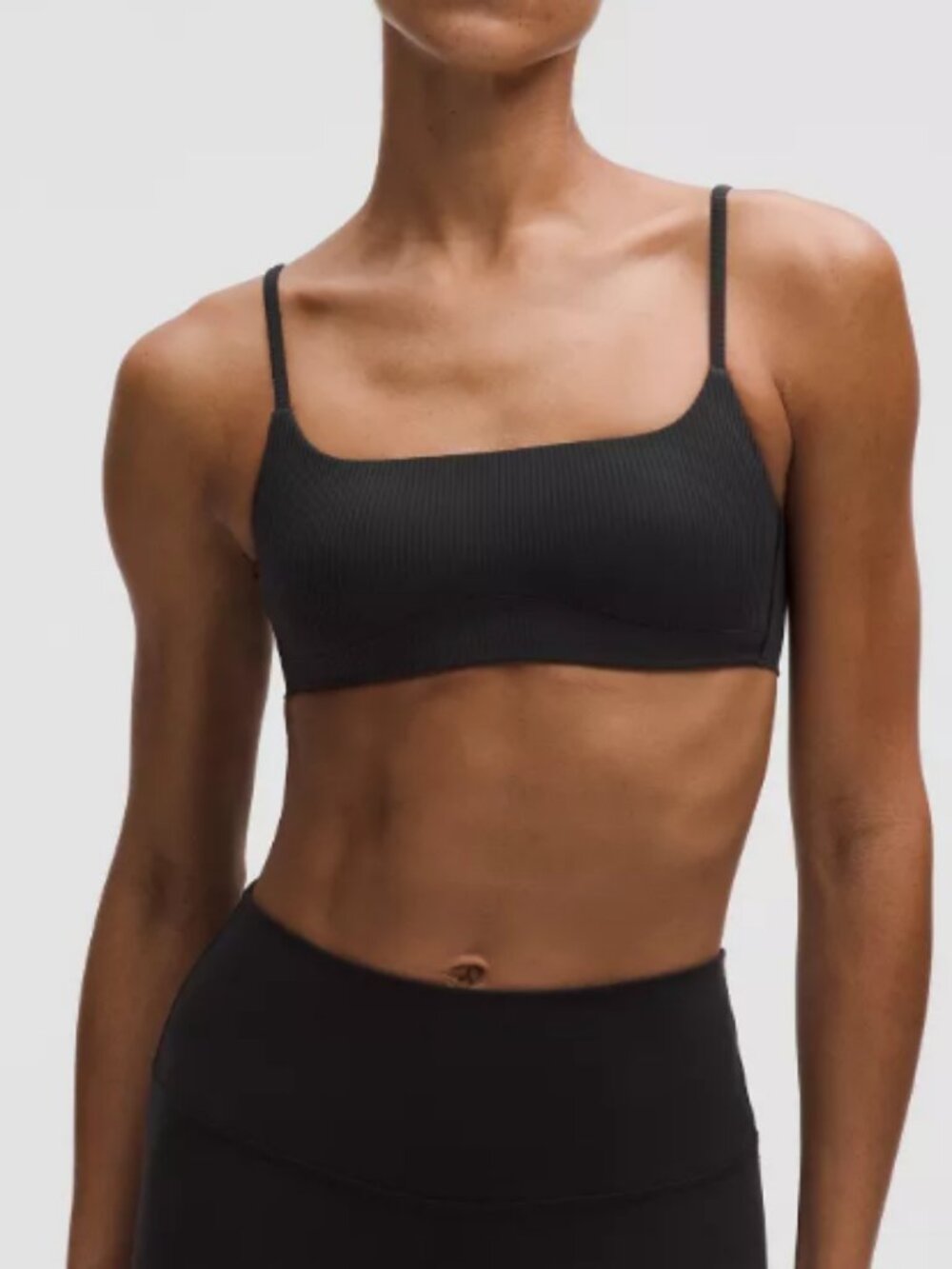 Like a Cloud Ribbed Spaghetti Support Strap Bra Light Support A B Cup Size 4